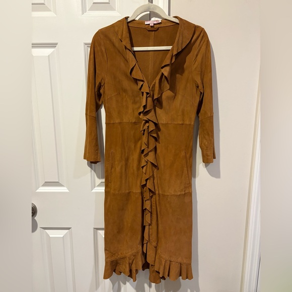 Calypso St Barth Suede Ruffle Trench Jacket - Picture 5 of 12